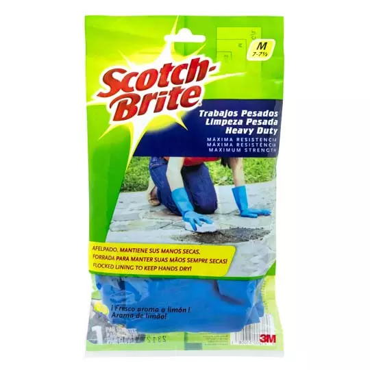 Guantes de latex azules afelpados Scotch-brite 3M tamaño mediano