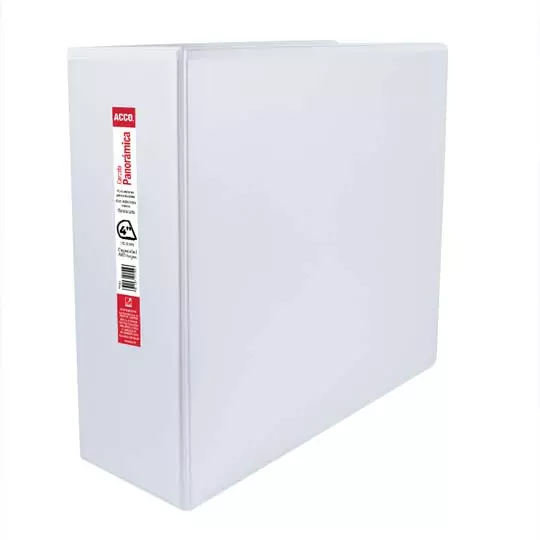 Carpeta panorama herraje D 4" ACCO color blanca, tamaño carta