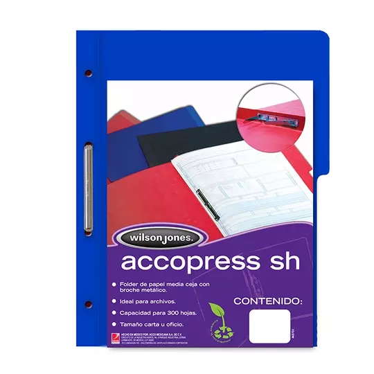 Carpeta pressboard Accopress sh ACCO oficio color azul obscuro c/broche de 8 cm