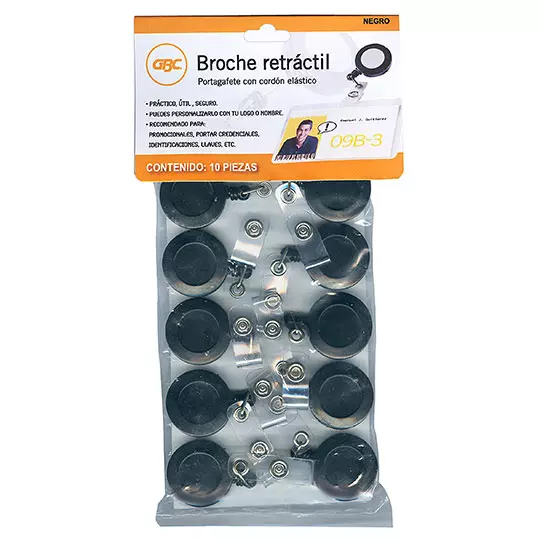 Broche retráctil para gafete ACCO color negro