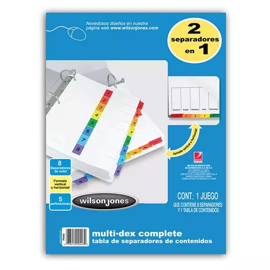 Separador multidex 8 divisiones ACCO tamaño carta