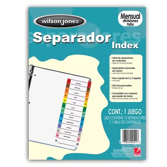 Separador mensual ACCO tamaño carta.