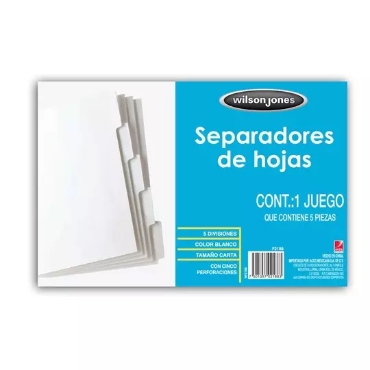 Separador blanco 5 divisiones ACCO tamaño carta