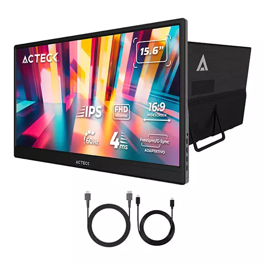 Monitor Portatil Plano 15.6" IPS, LinkPad LP15Y, FHD, 2x Altavoces 1 W.