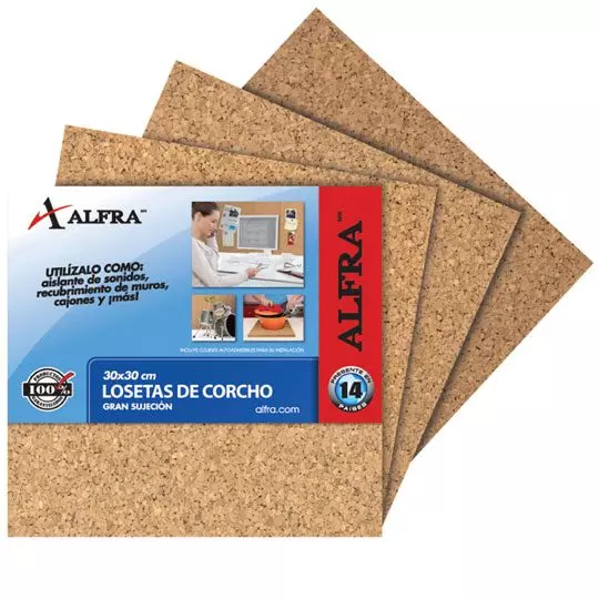 Loseta de corcho Alfra 30 x 30 cm.