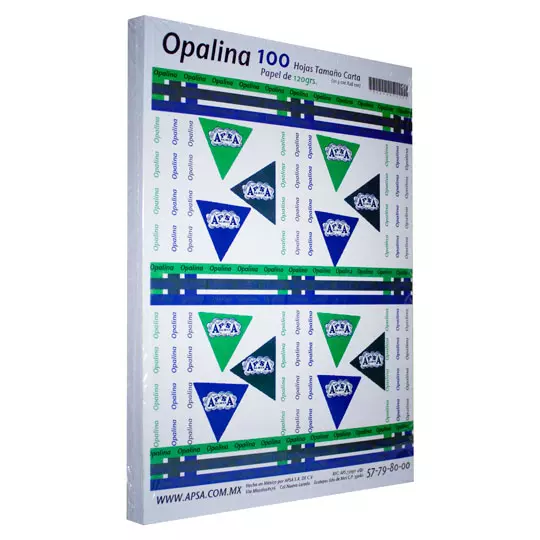 Papel opalina blanca 90% blancura APSA tamaño carta 120 gramos paquete con 100 p