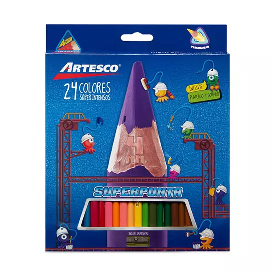 LM-Colores triangulares Artesco largos caja con 24 piezas