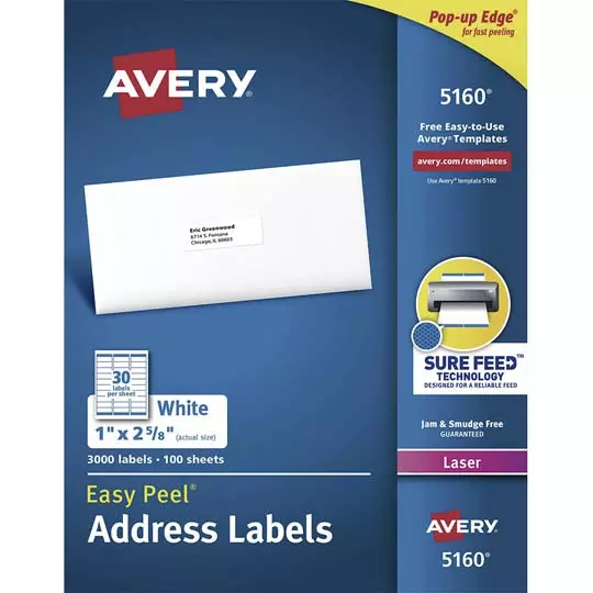 Etiqueta tecnología laser AVERY color blanco, 5160