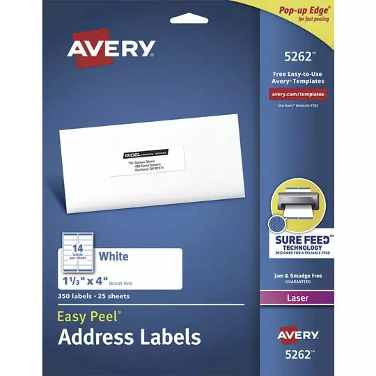 Etiqueta tecnología laser AVERY color blanco, 5262