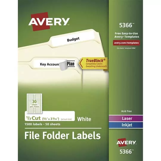 Etiqueta tecnología laser/inkjet AVERY color blanco, 1.7 x 8.7 cm