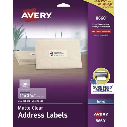 Etiqueta tecnología inkjet AVERY traslúcida