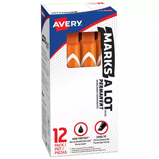 Marcador permanente grande naranja AVERYcon 12 piezas marks-a-lot