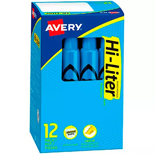 Resaltador Hi-Liter azul 12 piezas AVERYcolor azul