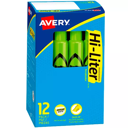 Resaltador Hi-Liter verde 12 piezas AVERY color verde