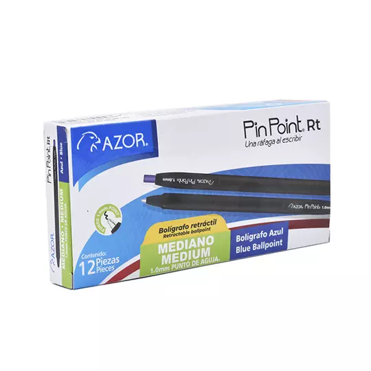 Bolígrafo mediano retráctil Pin Point 1.0 mm color azul caja con 12 piezas