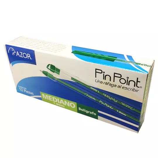 Bolígrafo mediano Pin Point 1.0 mm color verde caja con 12 pzas
