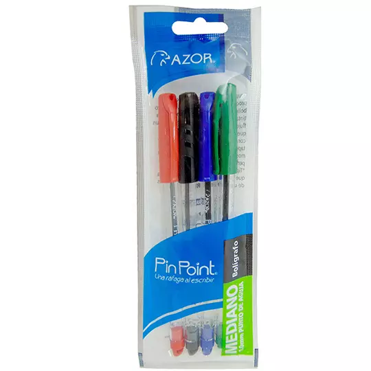 LM-Bolígrafo mediano Pin Point 1.0 mm colores surtidos bolsa con 4 piezas
