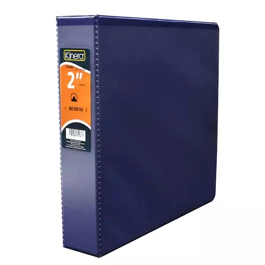 Carpeta panorámica con cristal Kinera carta herraje de 2 pulgadas "O" color azul