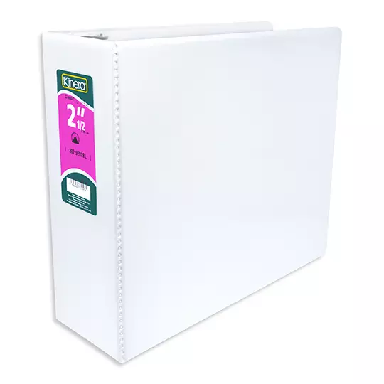 Carpeta panorámica cristal Kinera carta herraje 2.5 pulgadas "O" color blanco