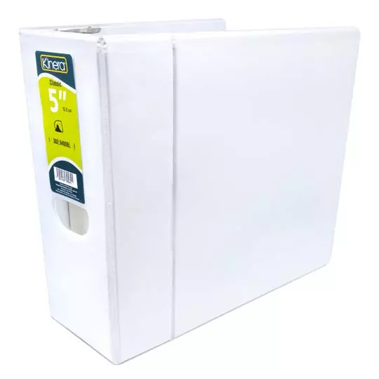 Carpeta panorámica con cristal Kinera carta herraje 5 pulgadas "D" color blanco
