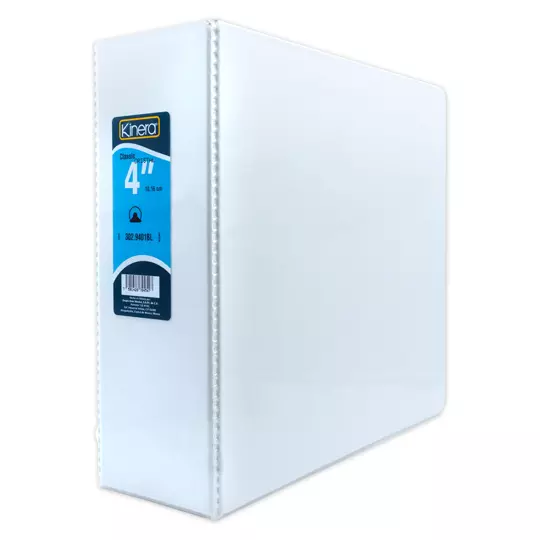 Carpeta panorámica con cristal Kinera carta herraje 4 pulgadas "O" color blanco