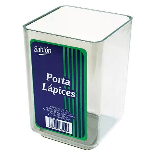Porta lápices Sablón color cristal 6.3 x 6.3 x 9.6 cm