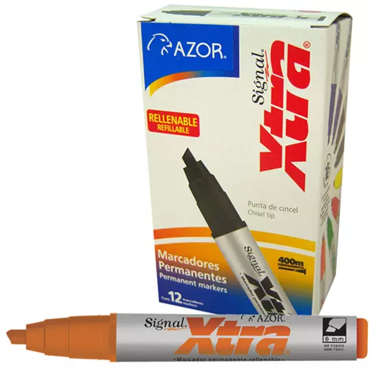 Marcador permanente Signal Xtra punta cincel 6 mm naranja caja con 12 pzas