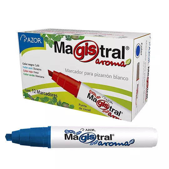 Marcador para pizarrón Magistral Aroma punta cincel 6 mm azul caja c/12 pzas