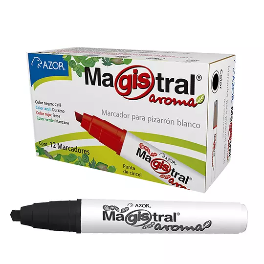 Marcador para pizarrón Magistral Aroma punta cincel 6 mm negro caja c/12 pzas
