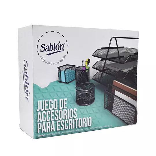 Juego de escritorio Sablón malla metálica color negro