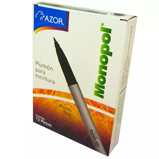 Plumón ultra fino Monopol 0.5 mm color negro caja con 12 pzas