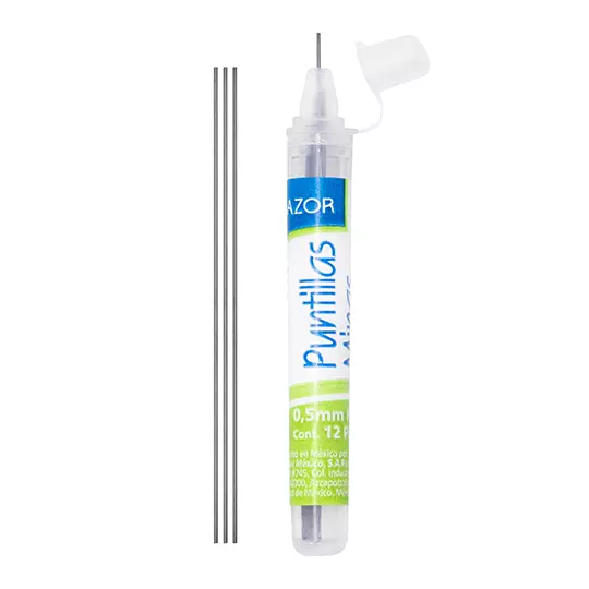 Puntillas para lapicero Azor de 0.5 mm tubo con 12 puntillas