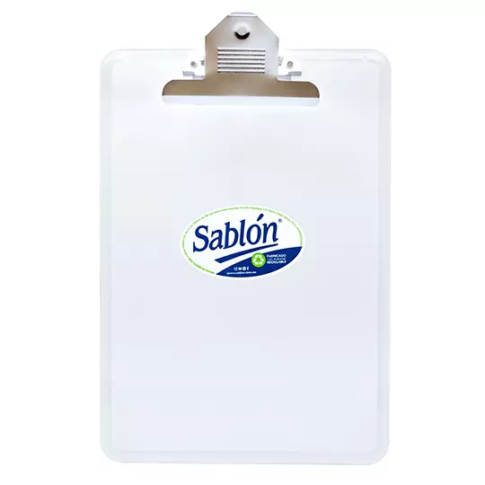 Tabla de plástico Sablón con clip metálico tamaño carta color cristal