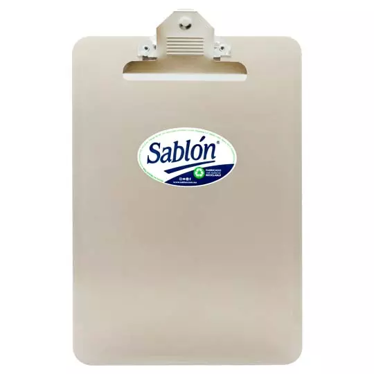 Tabla de plástico Sablón con clip metálico tamaño carta color humo