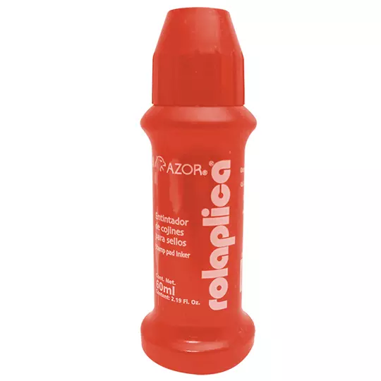 Tinta para sello Rolaplica Azor color rojo sistema Roll-On 60 ml