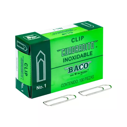 Clip BACO cuadrito No. 1 caja de 100 clips