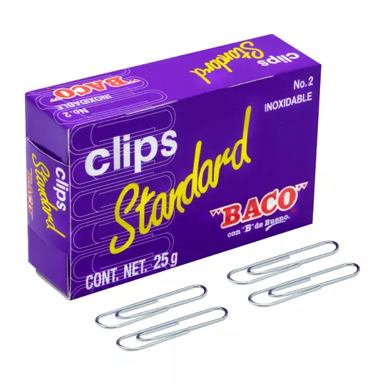 Clip BACO standard económico No. 2 caja con 25 gramos