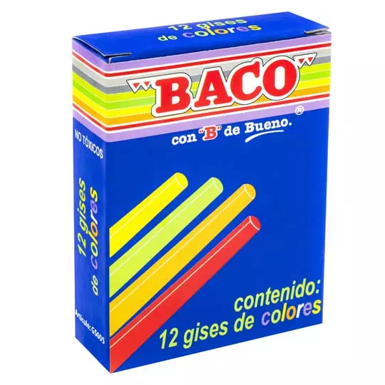 Gises BACO caja con 12 colores básicos.
