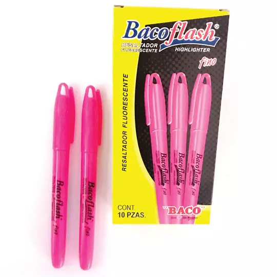 LM-Resaltador de texto BACOFLASH punto fino color rosa caja con 10 piezas