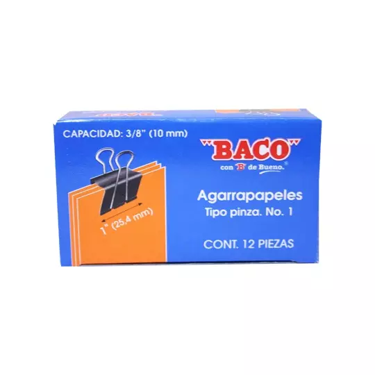 Sujeta documentos BACO No. 1 25.4 mm caja con 12 piezas