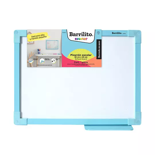 PIZARRON ESCOLAR BARRILITO BORRADO EN SECO 30X40 CM AZUL