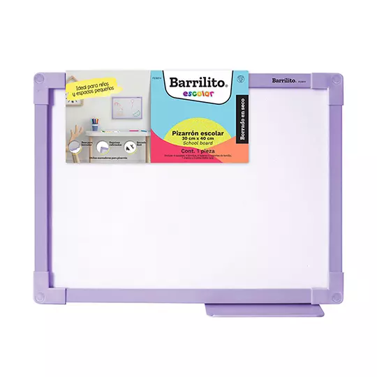 PIZARRON ESCOLAR BARRILITO BORRADO EN SECO 30X40 CM LILA