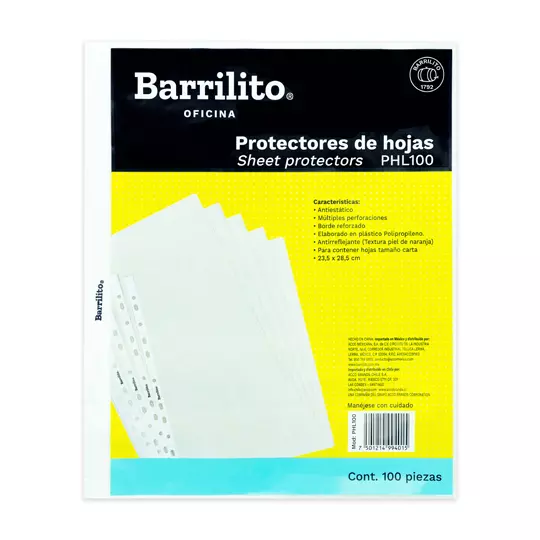 Protector de hojas  Barrilito tamaño carta