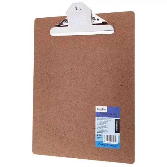 Tabla con clip carta Barrilito base madera