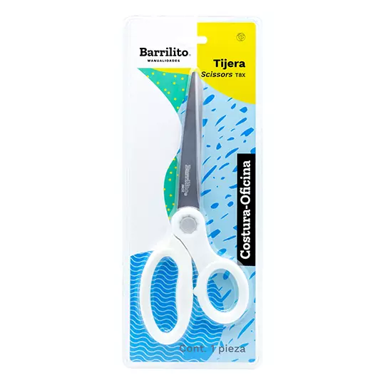 Tijera oficina/costura Barrilito 20.3 cm uso escolar, oficina y manualidades