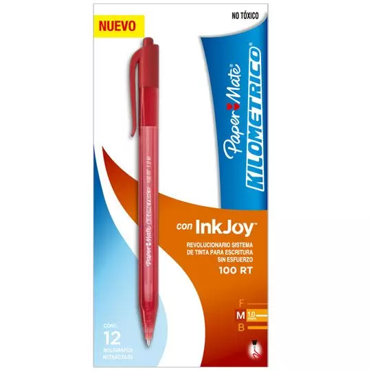 Boligrafo RT kilometrico rojo punto mediano caja con 12 piezas