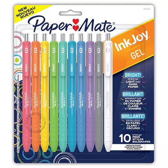 Bolígrafo retráctil Paper Mate Inkjoy Gel Bright blíster con 10 colores surtidos