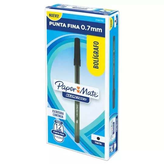 Boligrafo kilometrico economico negro punto fino caja con 12 piezas