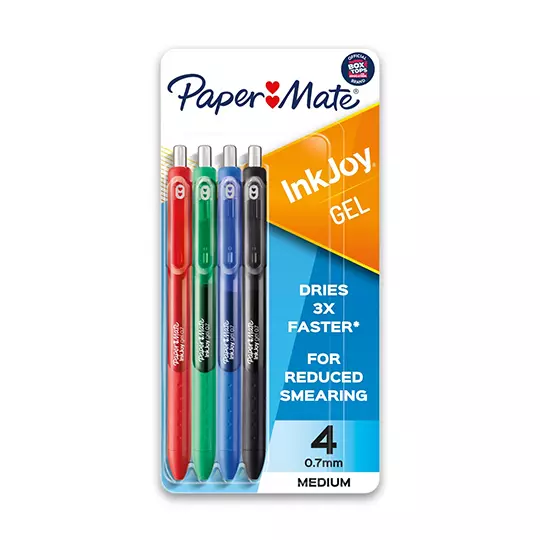Boligrafo retractil Paper Mate Inkjoy Gel blister con 4 colores basicos