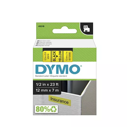 Etiqueta Label Manager negro sobre amarillo 12mmx7mm 1 pieza